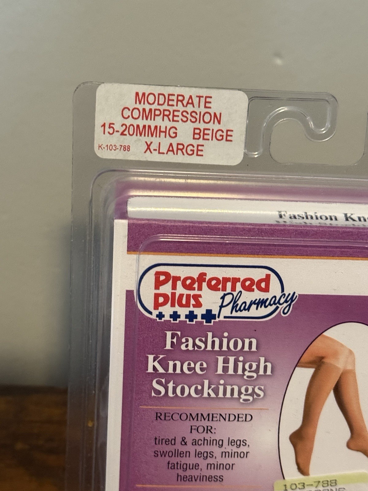 Preferred Plus Women’s Fashion Knee High Stockings Moderate Compression XL Beige