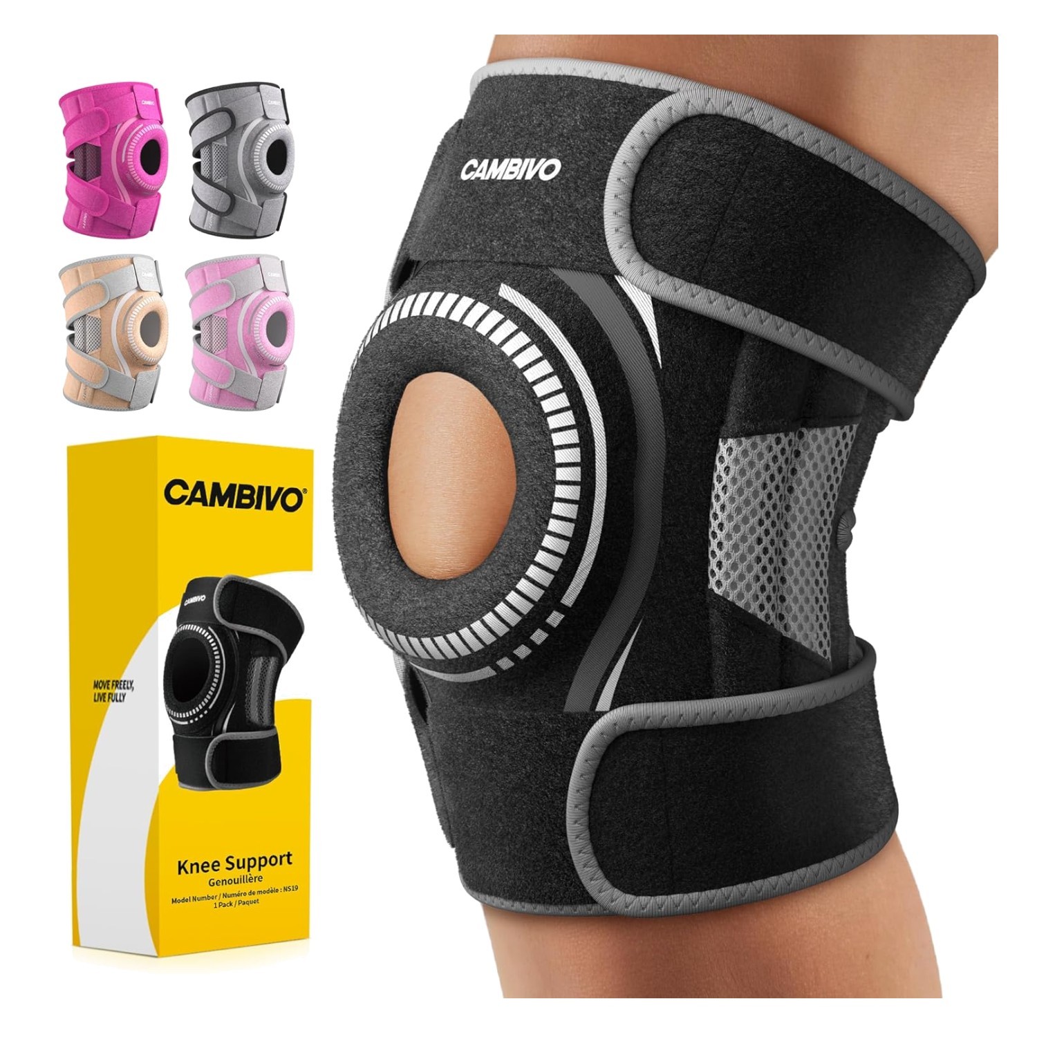 ELITE Adjustable Knee Brace with Gel Pad & Stabilizers for Pain Relief – Large