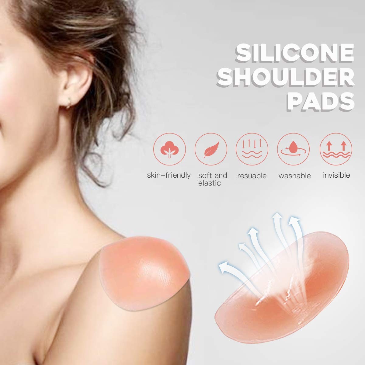 2 Pairs Men Soft Silicone Anti-Slip Shoulder Push-up Pads,Size Invisible Reus…