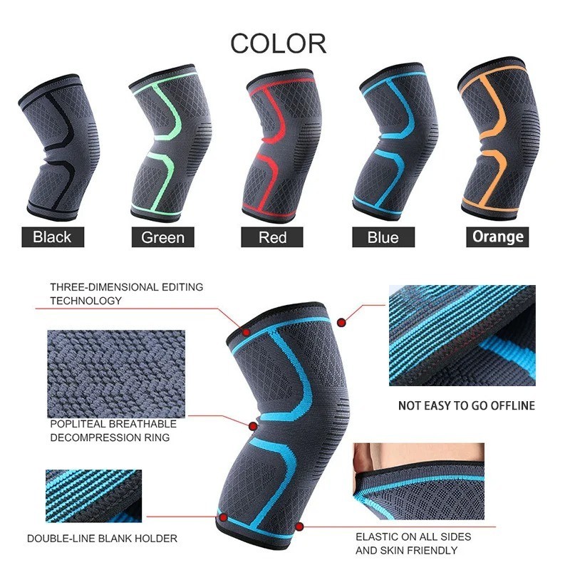 2x Knee Sleeves Copper Silver Compression Brace Support Sport Joint Injury Pain