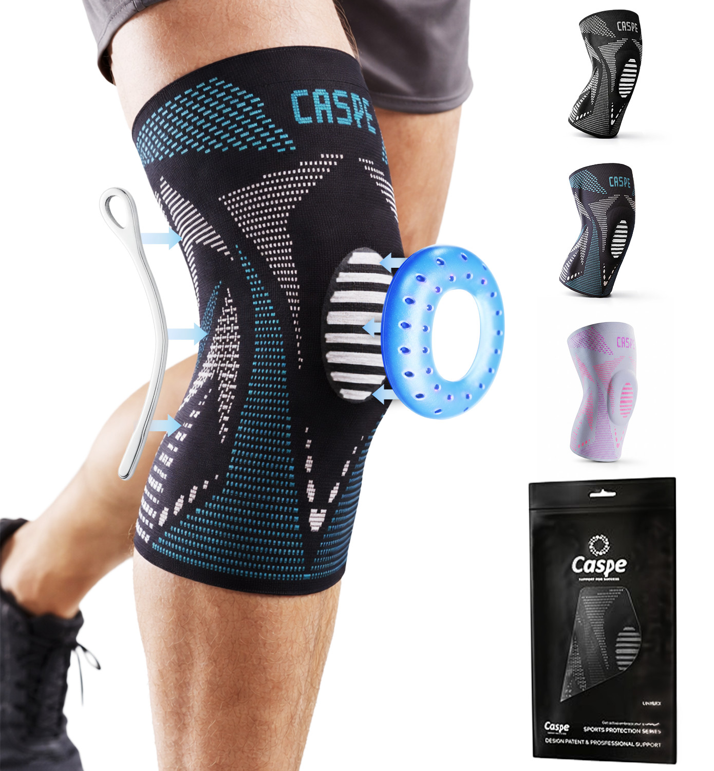 Caspe Woman Men for Knee Pain Knee Support with Patella Gel Pad Arthritis Relief