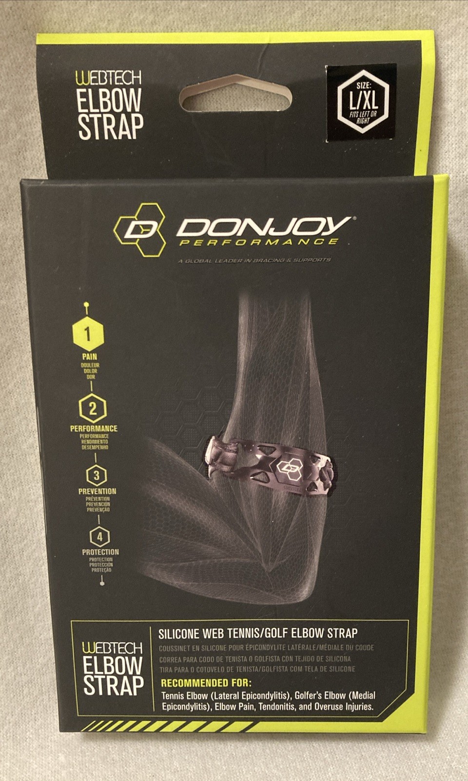 DonJoy Unisex Performance Silicone Tennis/Golf Elbow Strap L/XL Tendonitis
