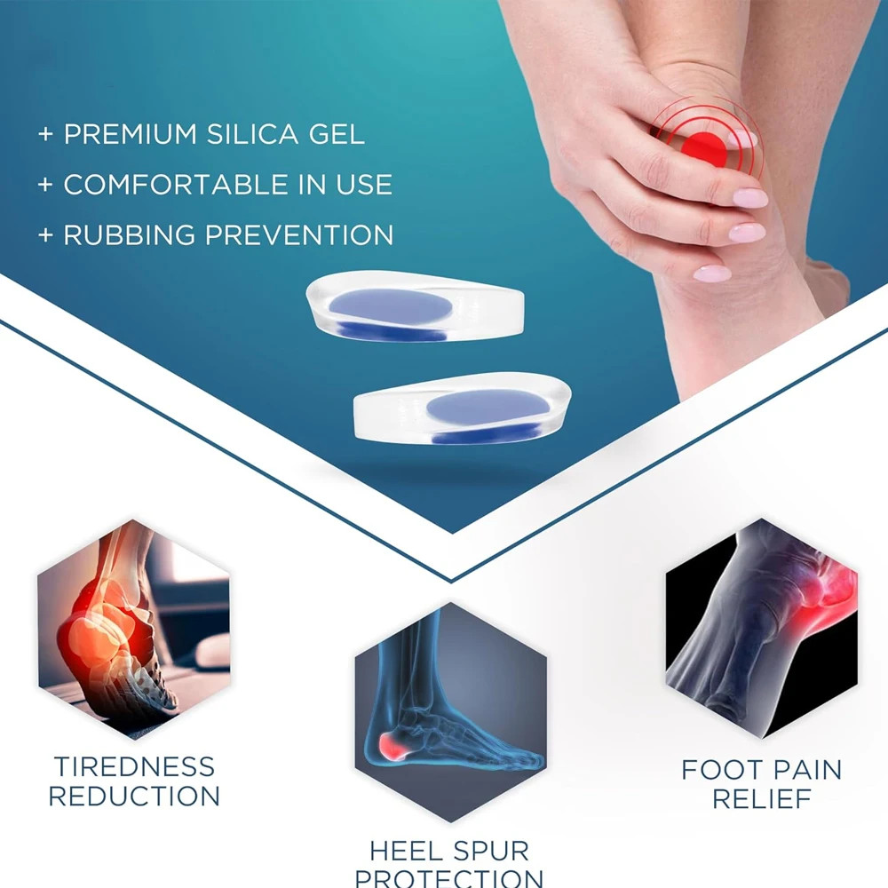 2/6Pcs Heel Cups for Achilles Tendonitis & Plantar Fasciitis Gel Shoe Inserts fo