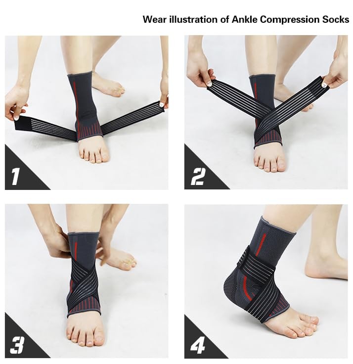 2 Pcs Ankle Support Brace Adjustable Foot Support Ankle Sleeves for Sports