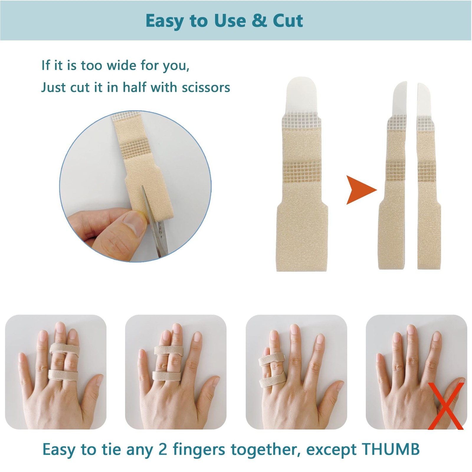 Finger Buddy Straps 8 Pack Tape Padding Injured Relief Support Pinky Ring Index