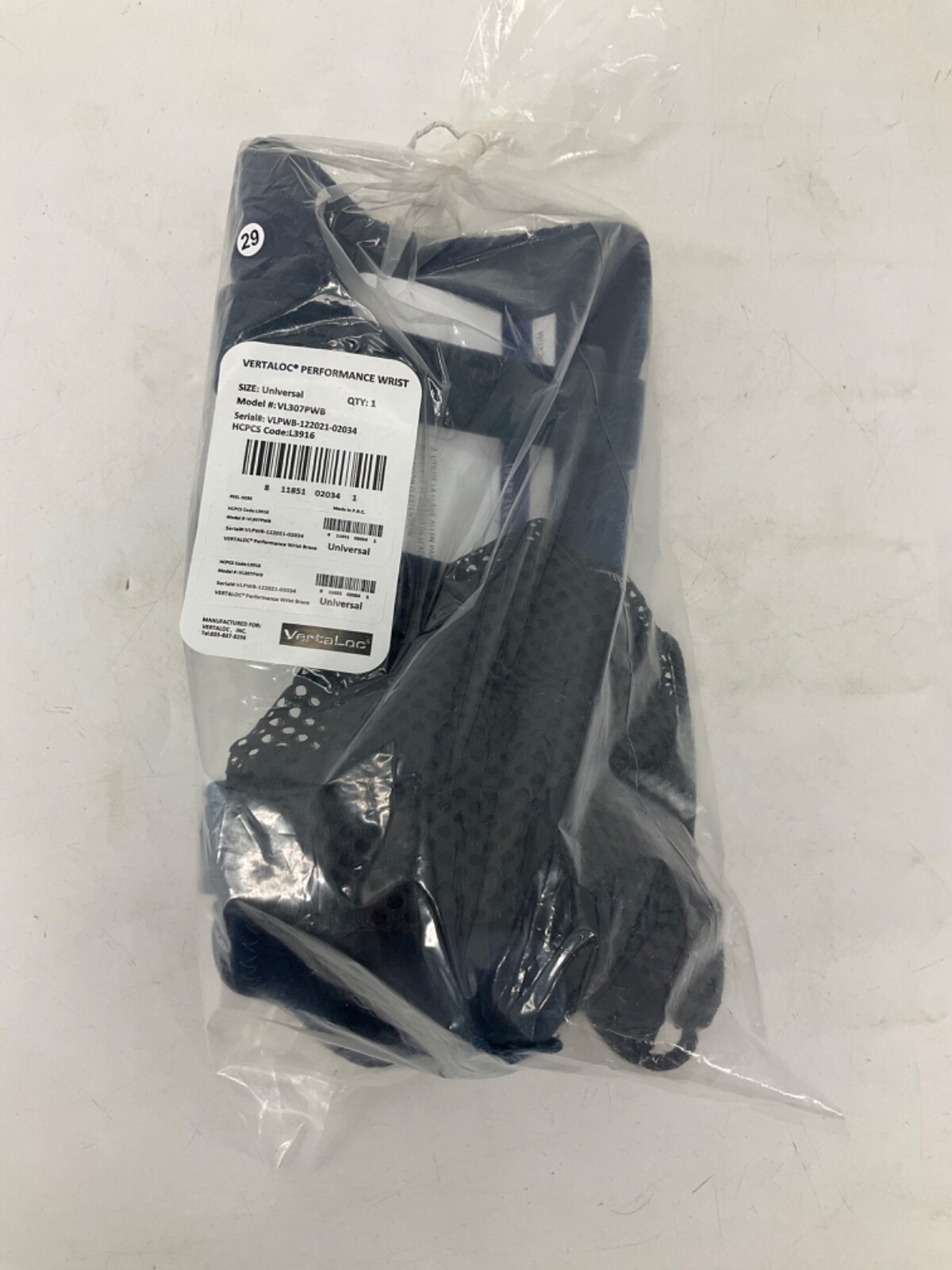 NEW VertaLoc Performance Wrist Brace L3916 Universal Black