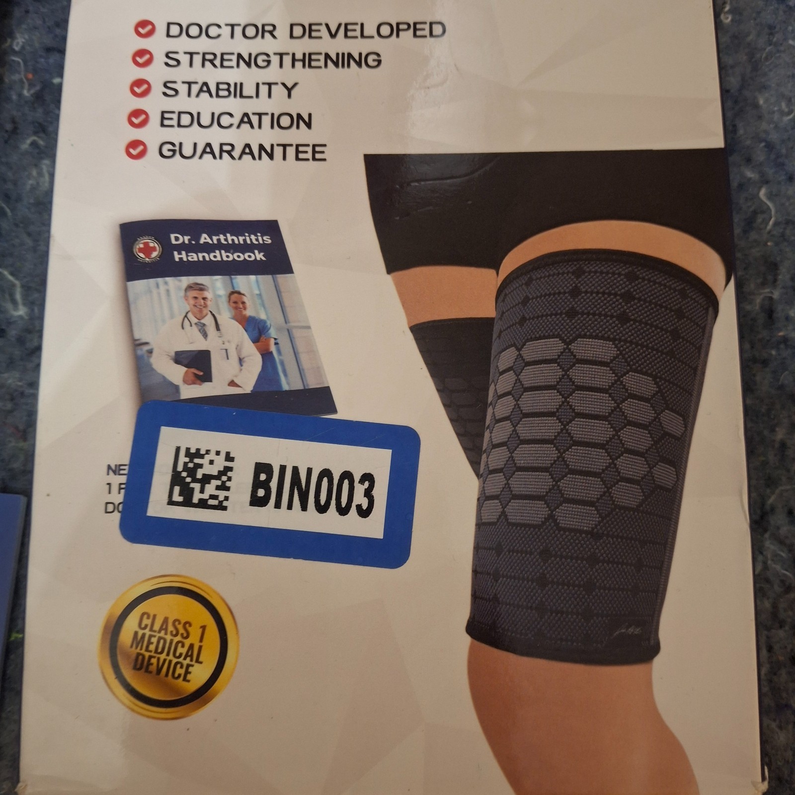 Dr Arthritis Thigh Hamstring Compression Sleeve Brace Size Large Black 2-Pc Pair