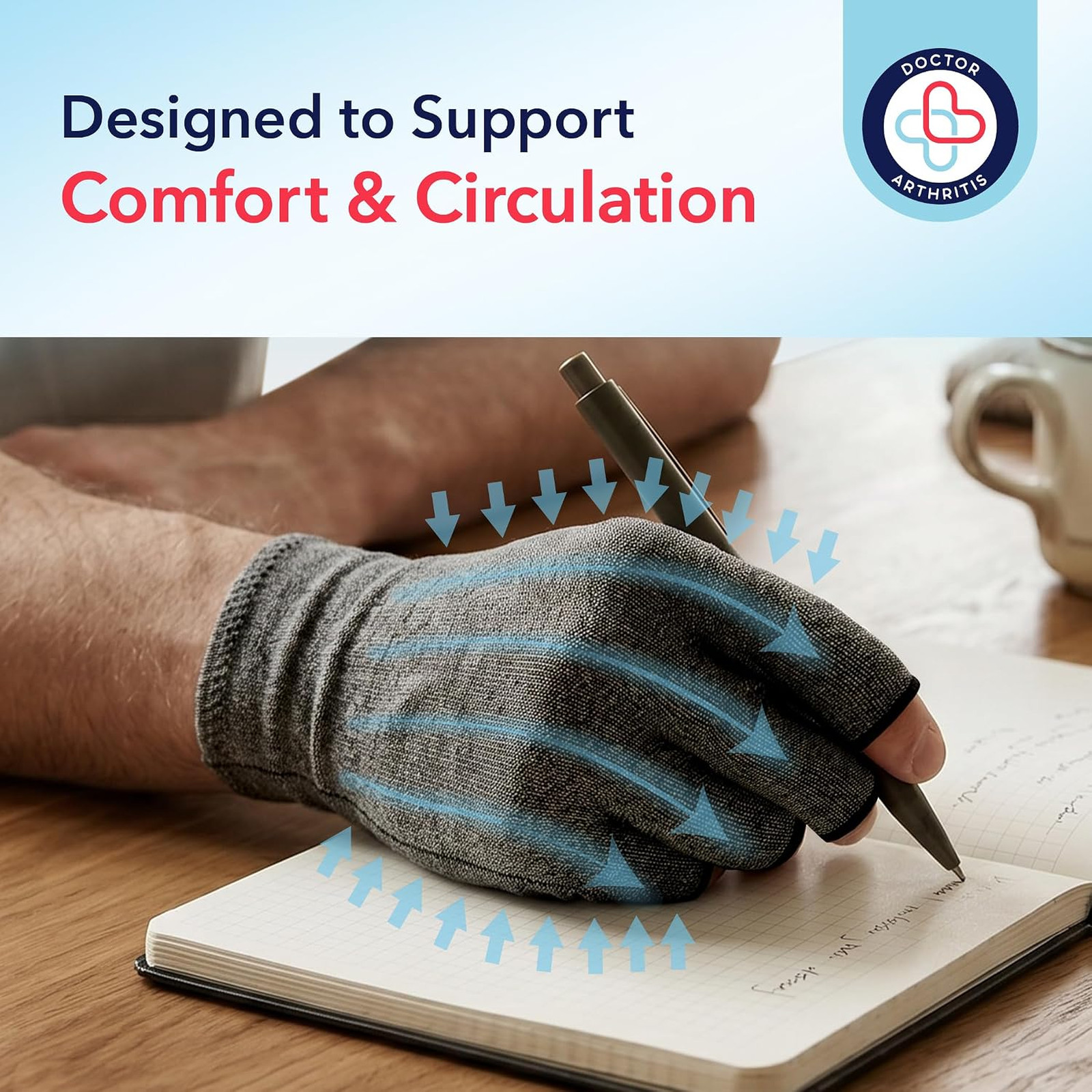 Arthritis Compression Gloves Open Finger for Women Men Carpal Tunnel Relief