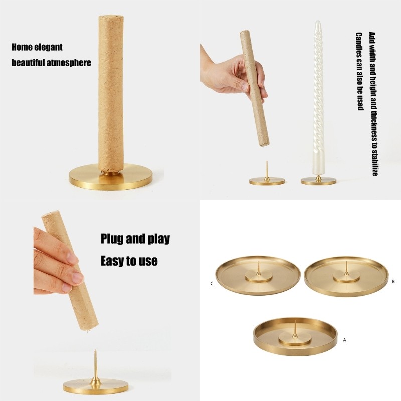 Brass Round Incenses Burners Stand and Moxibustion Sticks for Inspireds Home