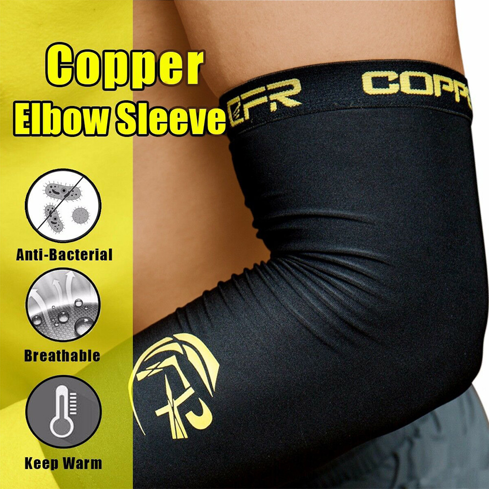 Copper Elbow Brace Support Compression Arm Sleeve Arthritis Joint Pain Fitness
