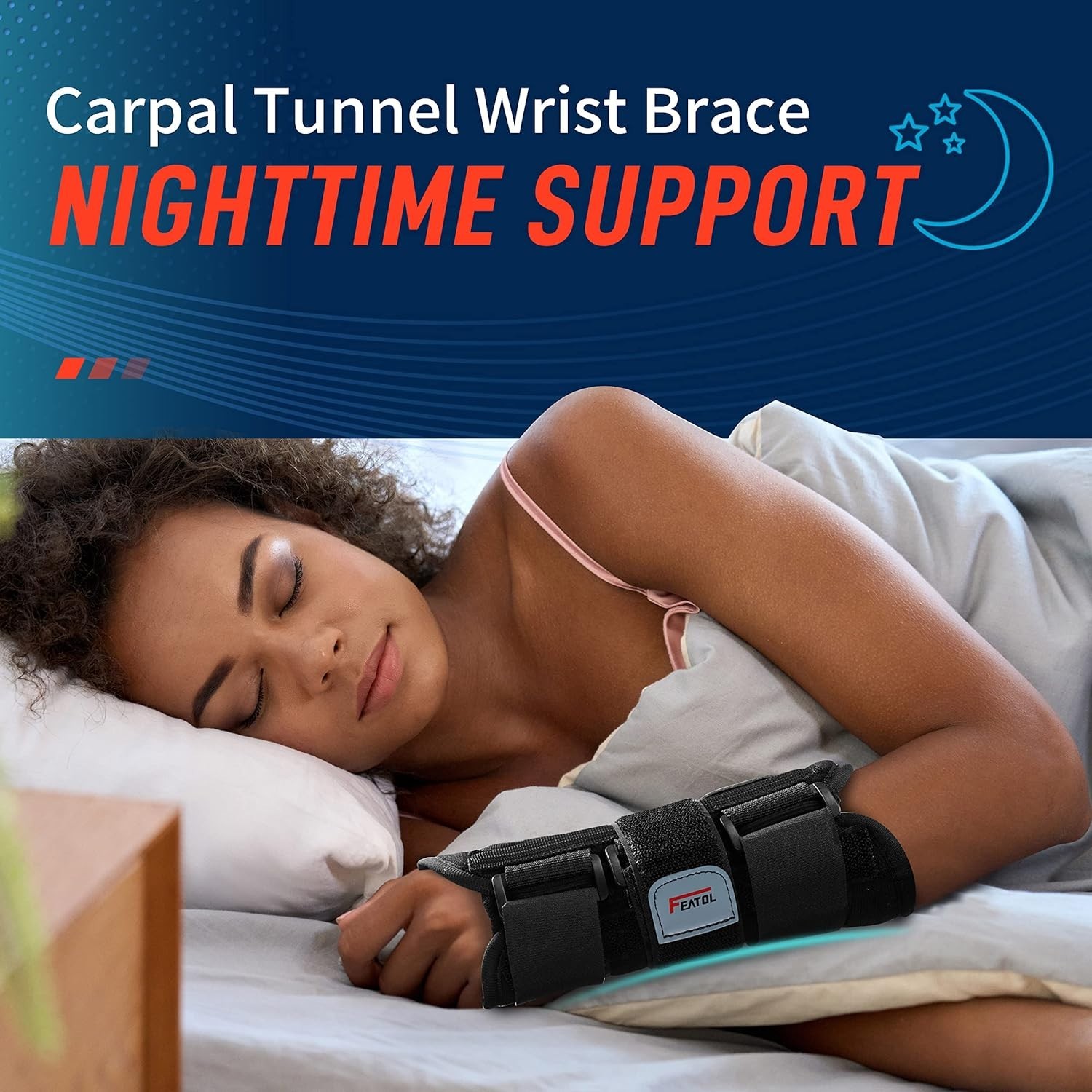 Wrist Brace Small/Medium Black Night Support