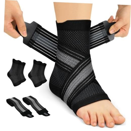 2 Pairs Ankle Braces for Men & Women Plantar Fasciitis Medium Black（2 pairs）