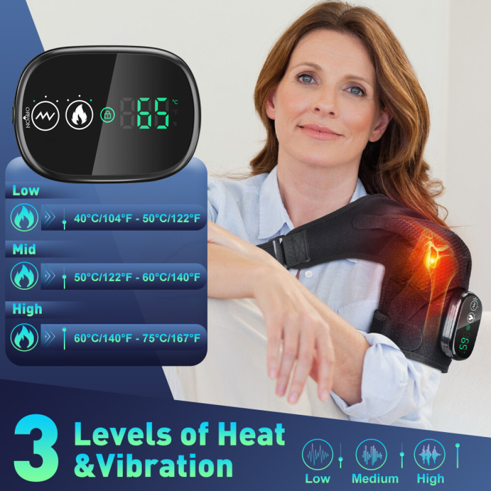 Heated Shoulder Brace Massage Rotator Cuff Support Compression Wrap Rechargeable