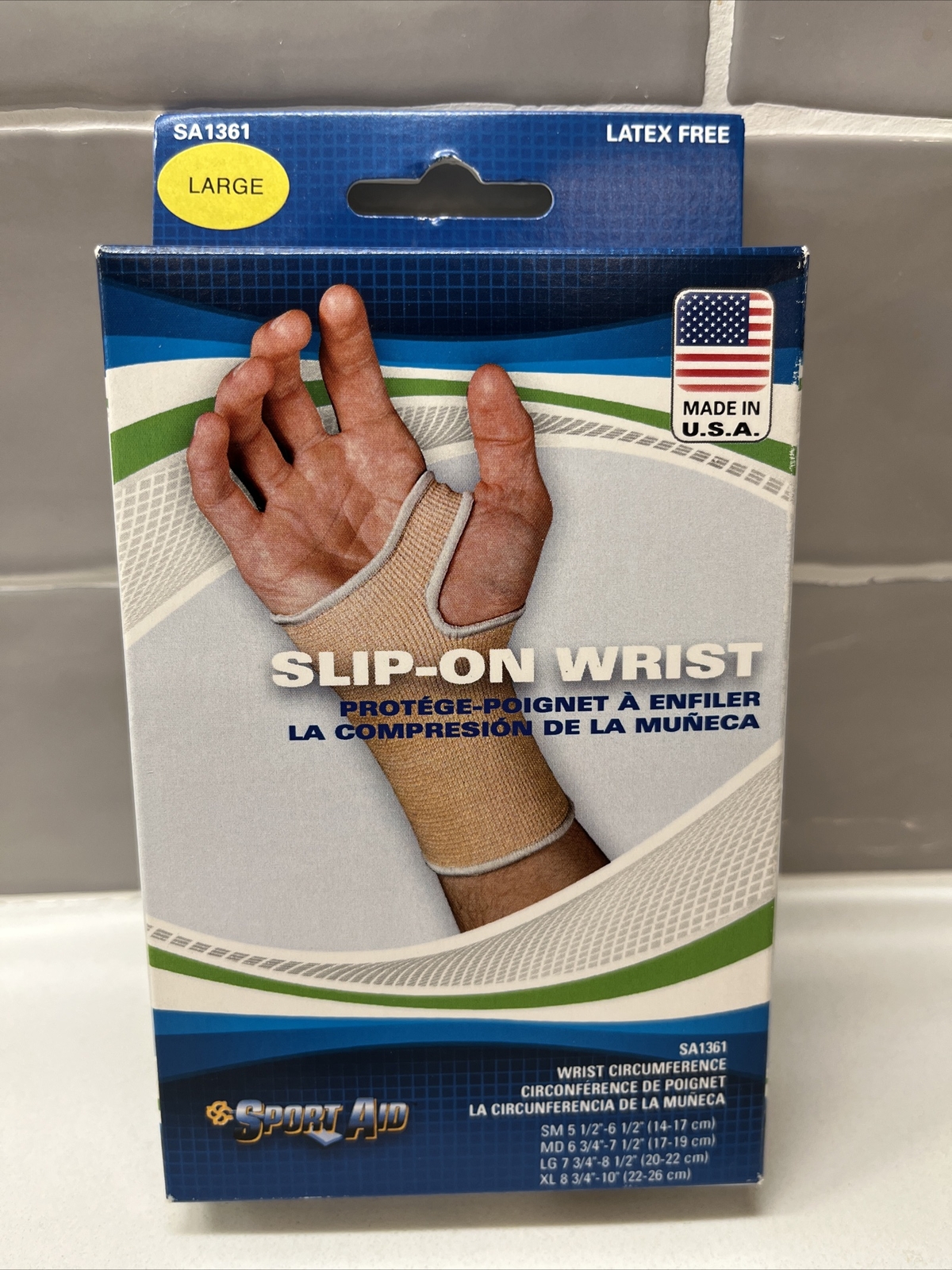 Sport Aid Wrist Support Slip-on LARGE Right or Left LATEX FREE NEW NIB