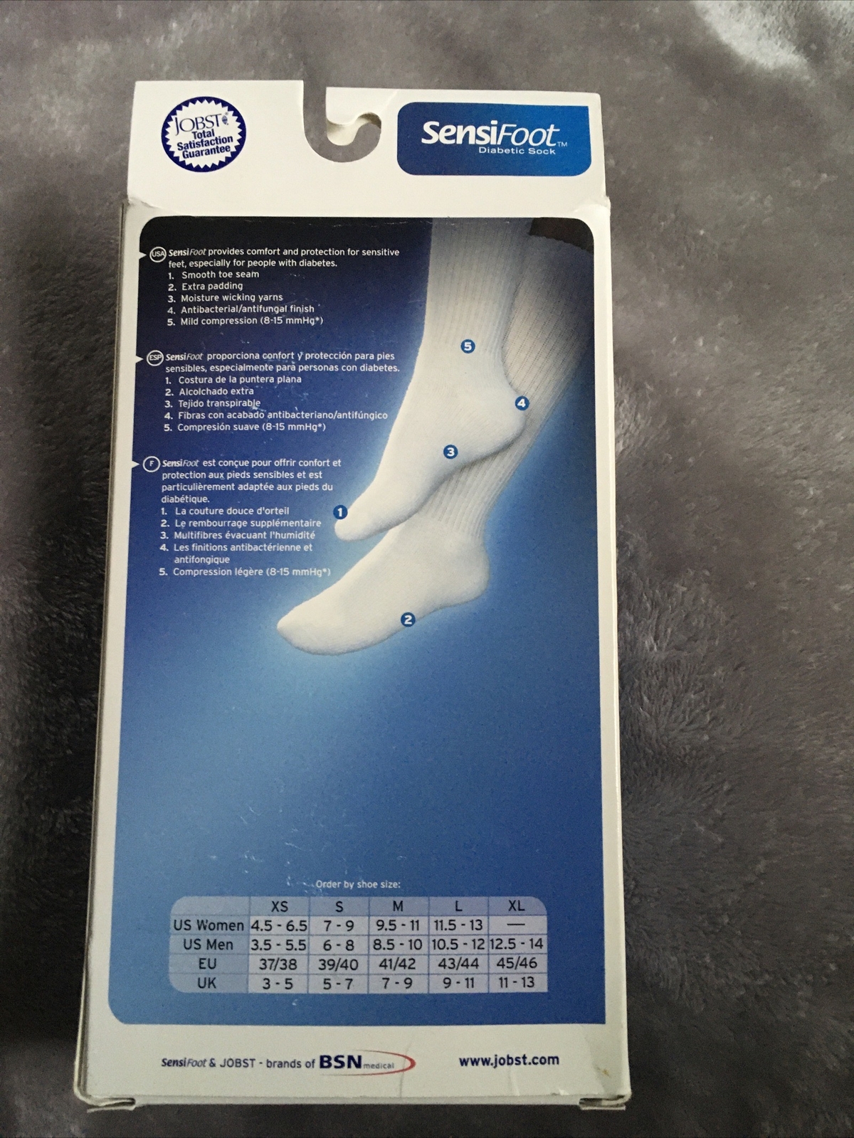 Jobst Sensifoot Diabetic Knee Socks Navy Large 8-15 mmhg Compression Support