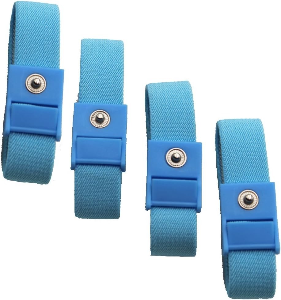 Adjustable Estim Wrist Strap Set: 4 Blue Stim Loops & 4 White Wires Included