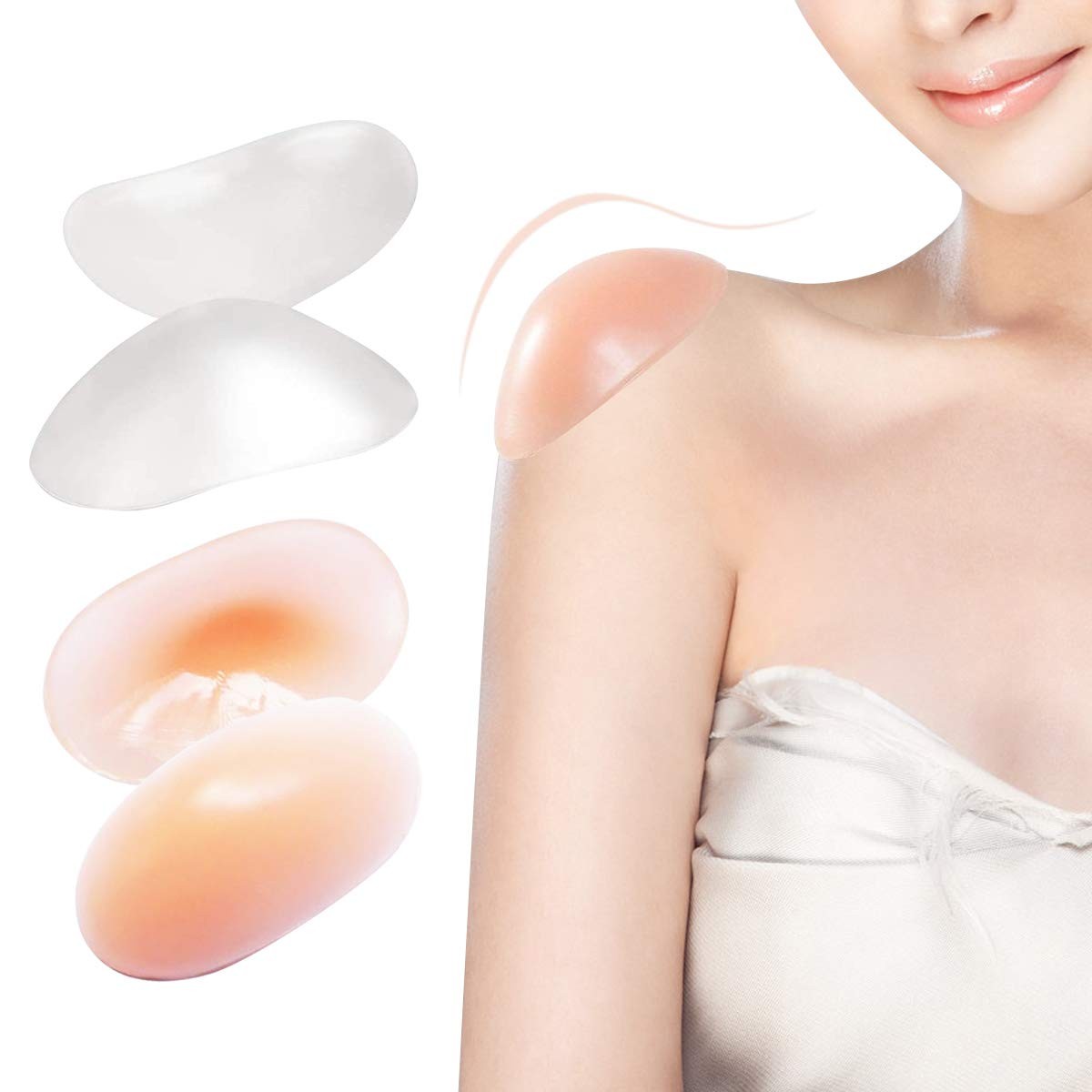 2 Pairs Men Soft Silicone Anti-Slip Shoulder Push-up Pads,Size Invisible Reus…