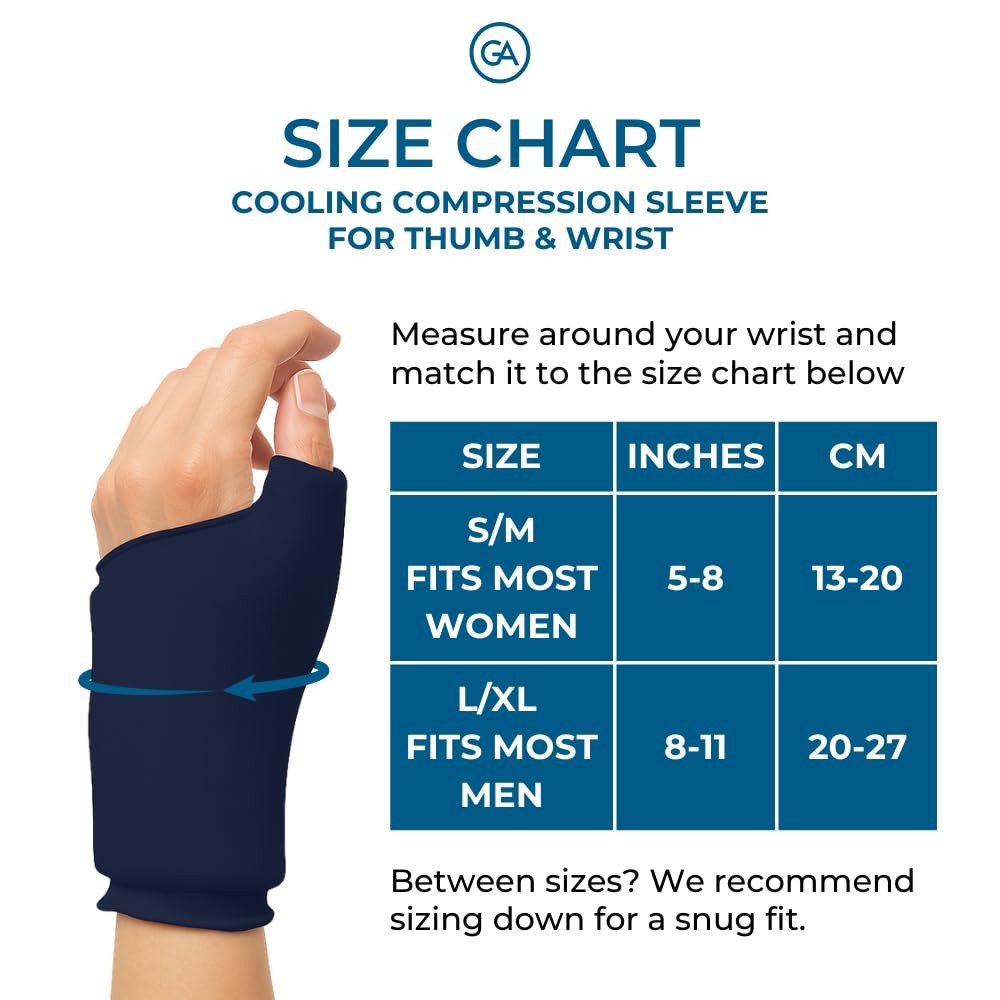 Cooling Compression Sleeve For Thumb and Wrist Pain (Midnight Blue, Large-Ext…