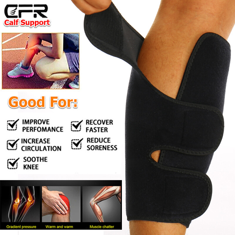 CFR Calf Brace Shin Splint Support Adjustable Lower Leg Compression Wrap Black