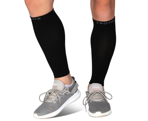 Lot Of 4 TRONS Calf Compression Sleeves Travel Sport Pain Vein BLACK Size XLARGE