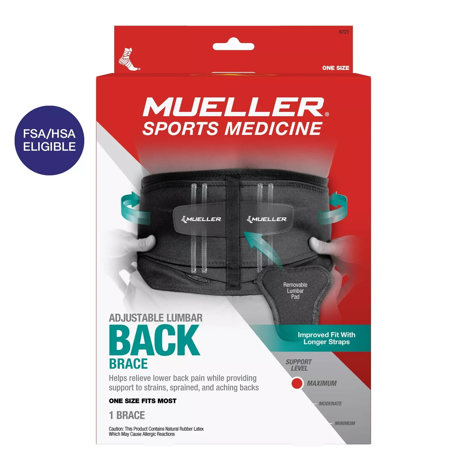 Mueller Adjustable Lumbar Back Brace with Removable Pad Regular 28″ – 50″