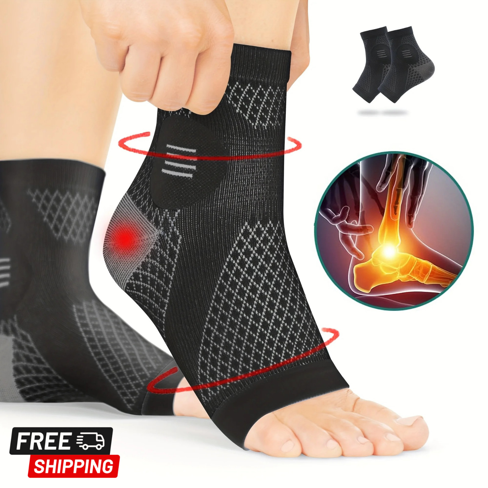 2Pcs Adjustable Ankle Compression Sleeves Sports Support Brace 1 pair
