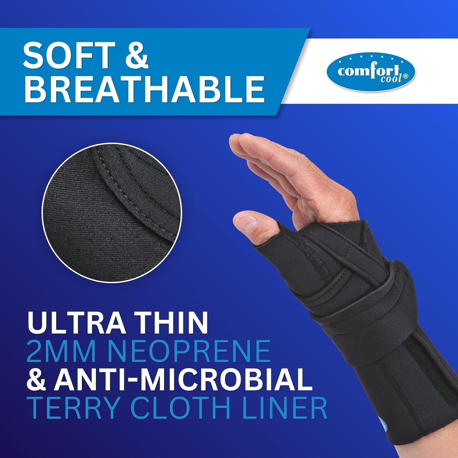 Comfort Cool Wrist Brace with Thumb Support- Arthritis & Tendinitis Relief Black