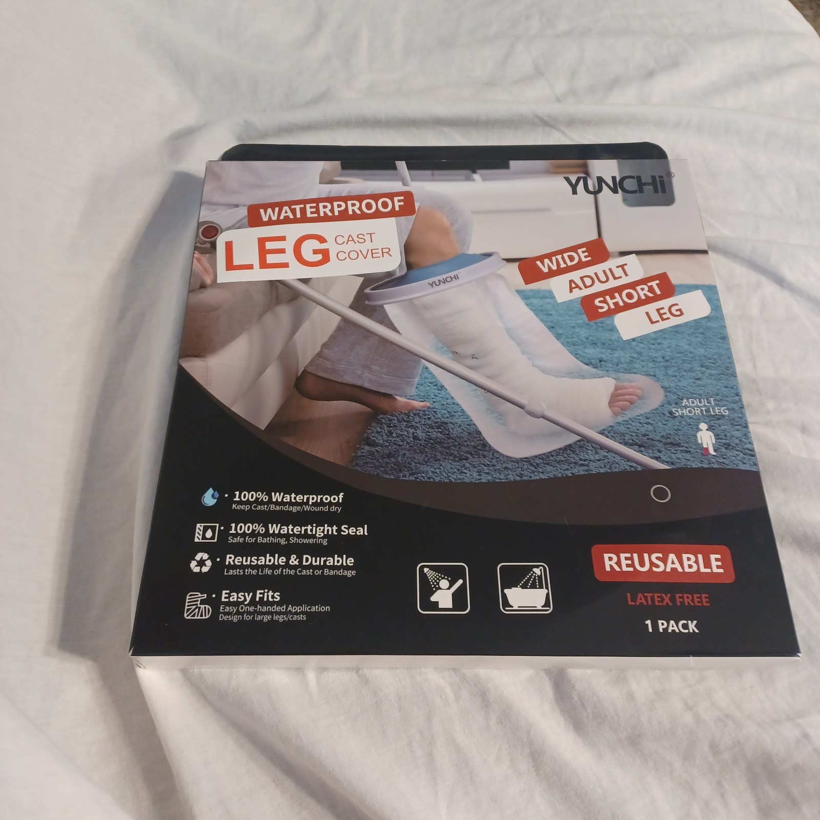 Waterproof Leg Cast Cover! Yunchi Brand! NEW Wide Adult Short Leg! Reusable! NEW