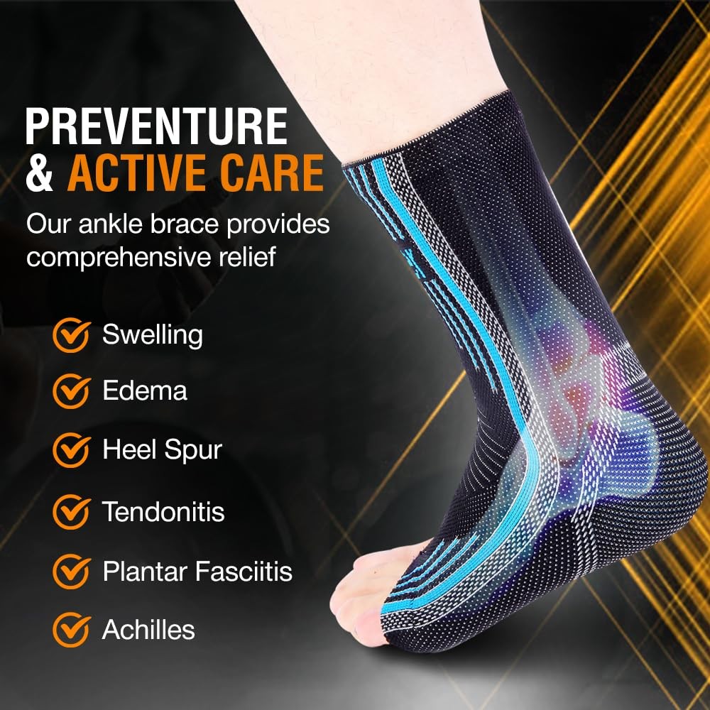 1 Pair Ankle Compression Sleeve, 20-30 mmHg, Plantar Fasciitis, Toeless Sock
