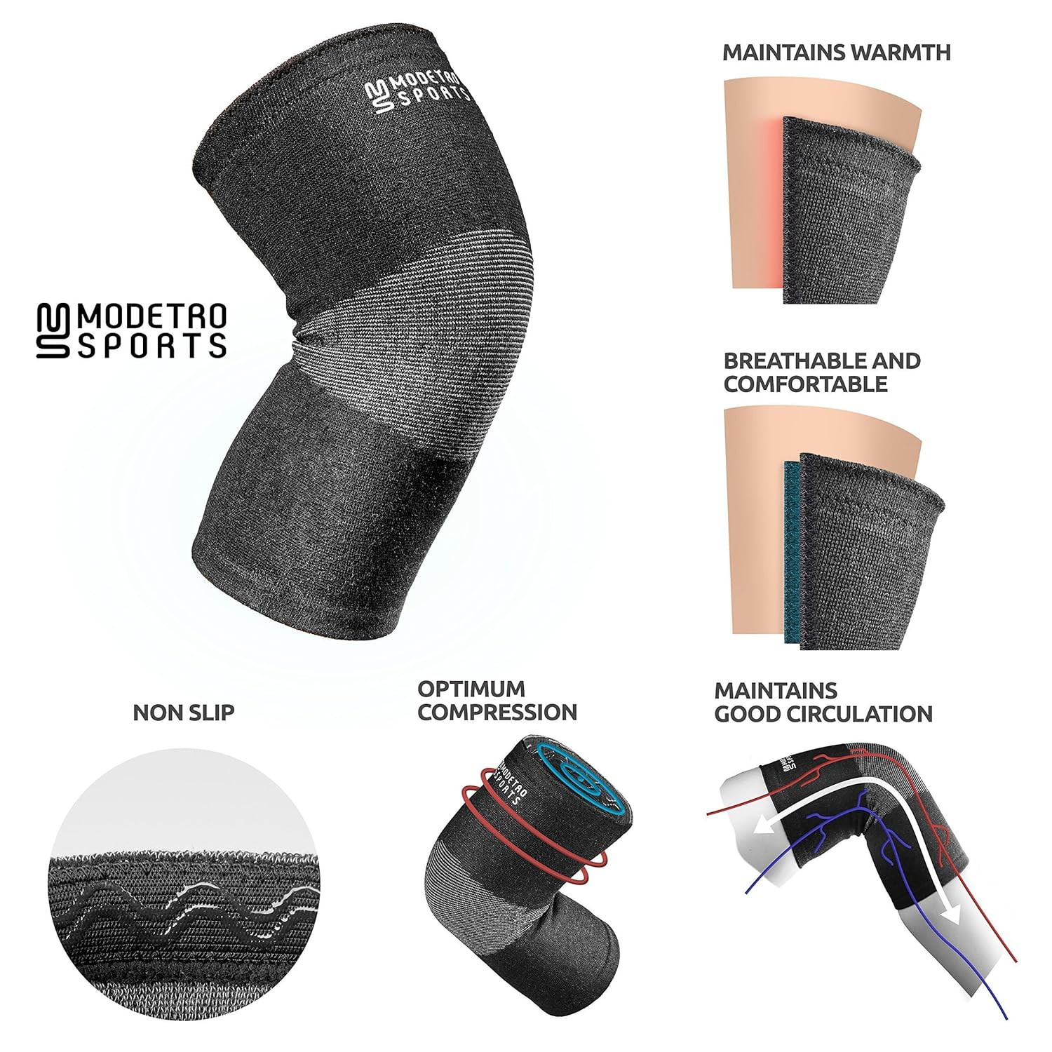 Knee Compression Sleeve Brace Support for Men Women Runner Weight Lifting