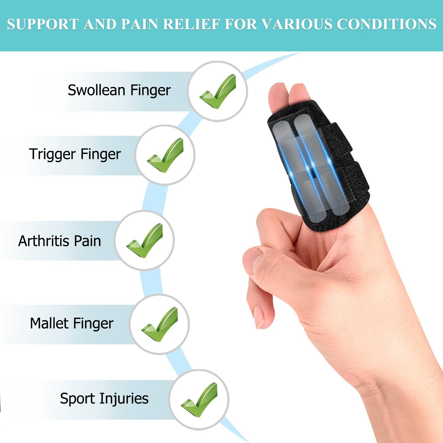Upgraded Trigger Finger Splint with 2 Metal Support Bars, Adjustable Finger B…
