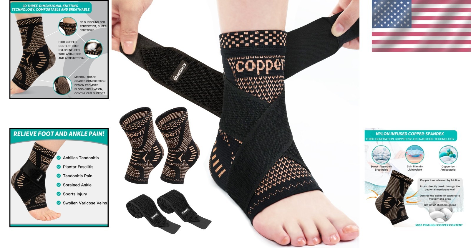 Bodyprox Ankle Brace for Women and Man, Ankle Compression Sleeve, Ankle Support
