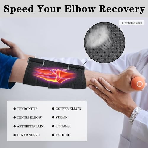 Reamphy Elbow Brace, Adjustable Elbow Splint for Tendonitis, Tennis Elbow