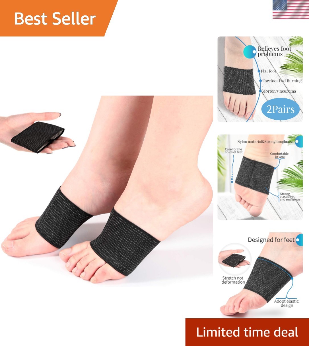 Lightweight Compression Foot Wraps – Effective Relief for Heel Pain & Flat Feet