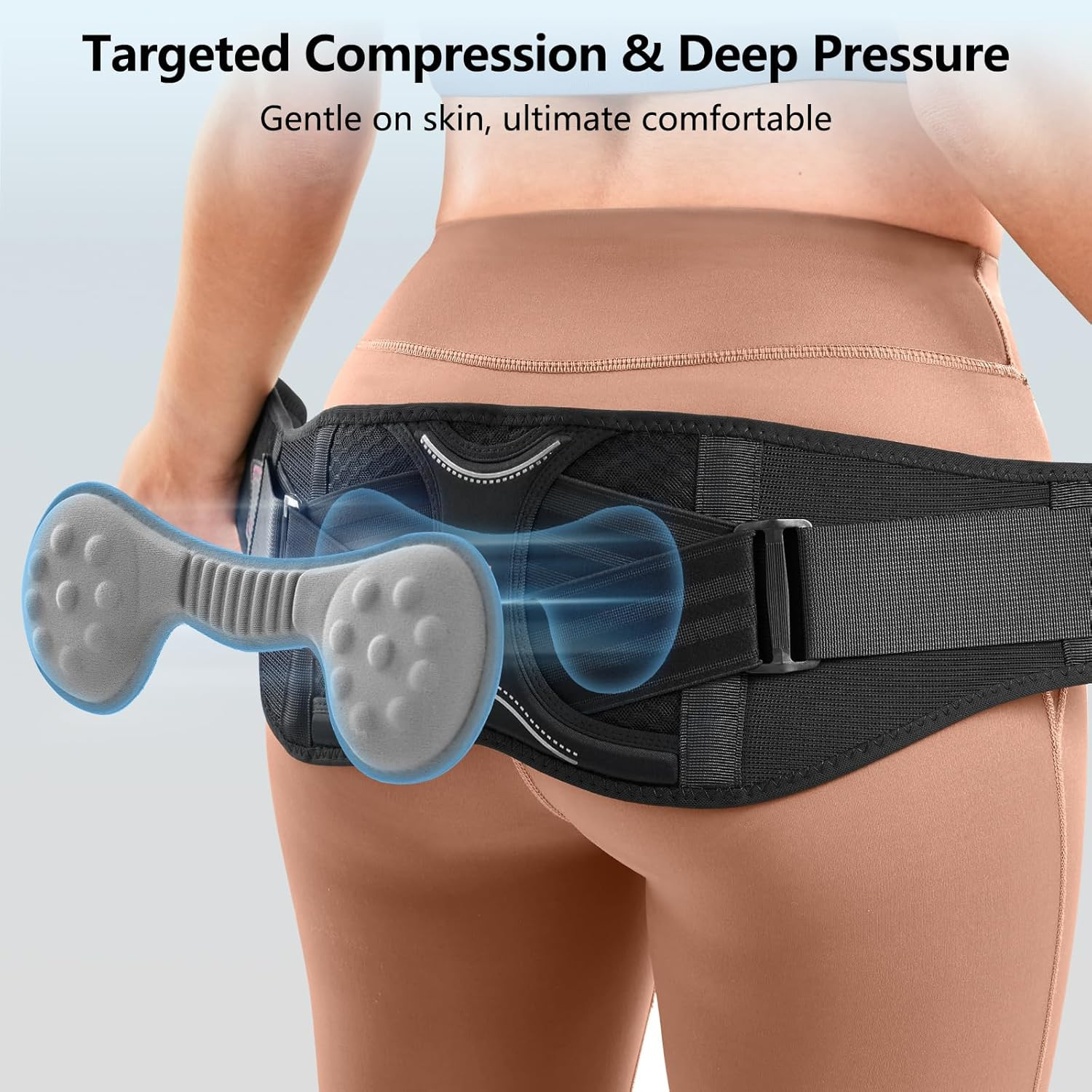 Sacroiliac Belt with Removable 3D Massage Pad, Hip Brace for SI Joints Pain, Low