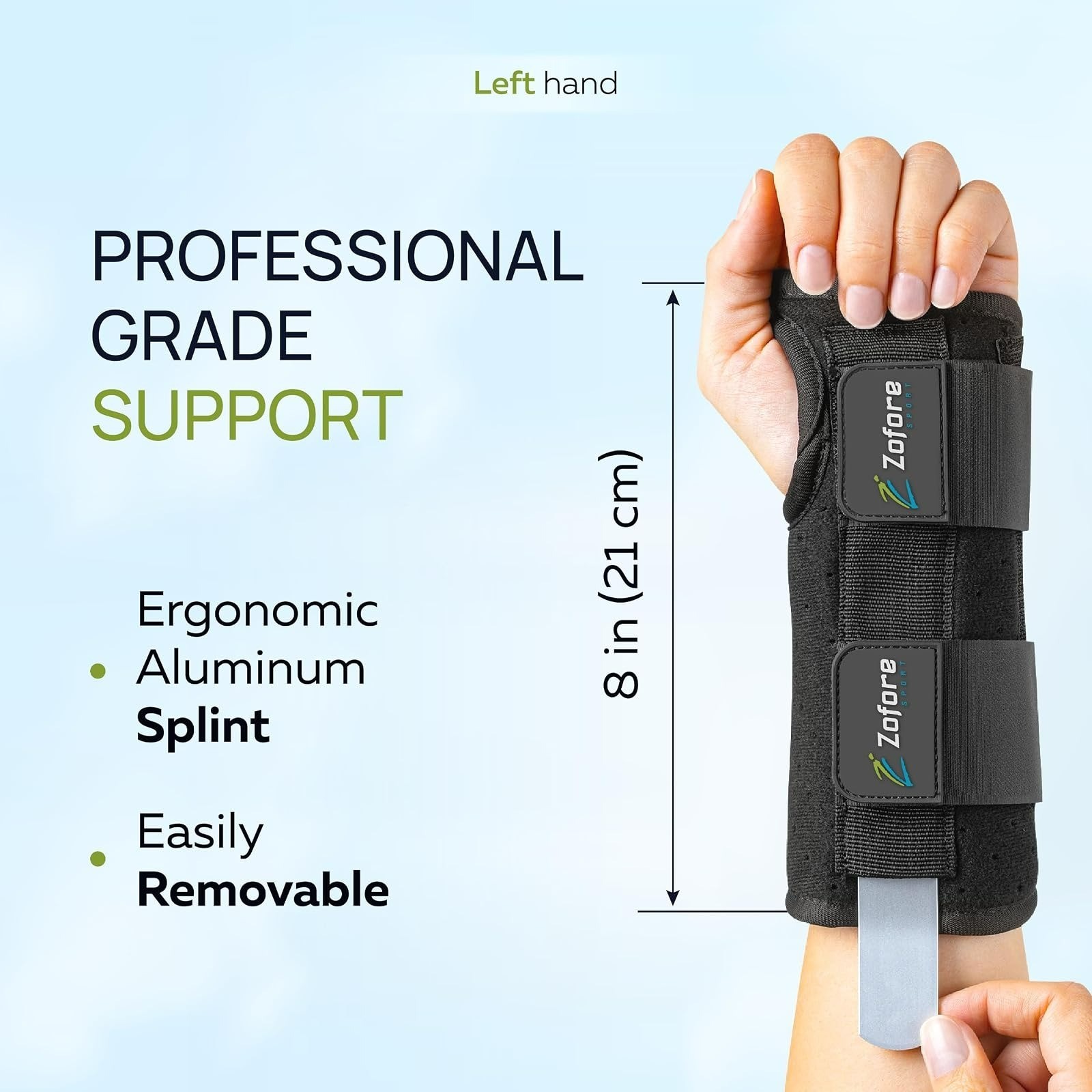 Wrist Brace Carpal Tunnel Splint Left S/M Metal Support ZOFORE SPORT