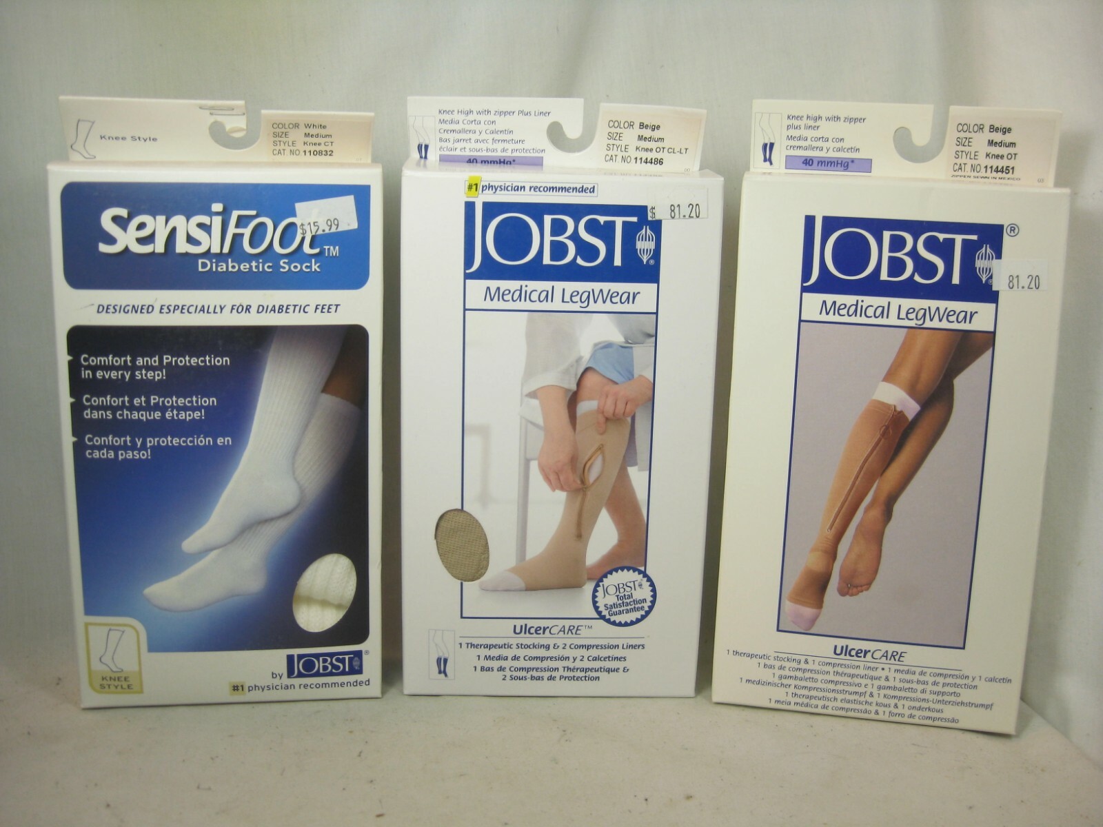 3 JOBST Medical LegWear Medium lot 114486 110832 114451 Knee High OT CL LT CT