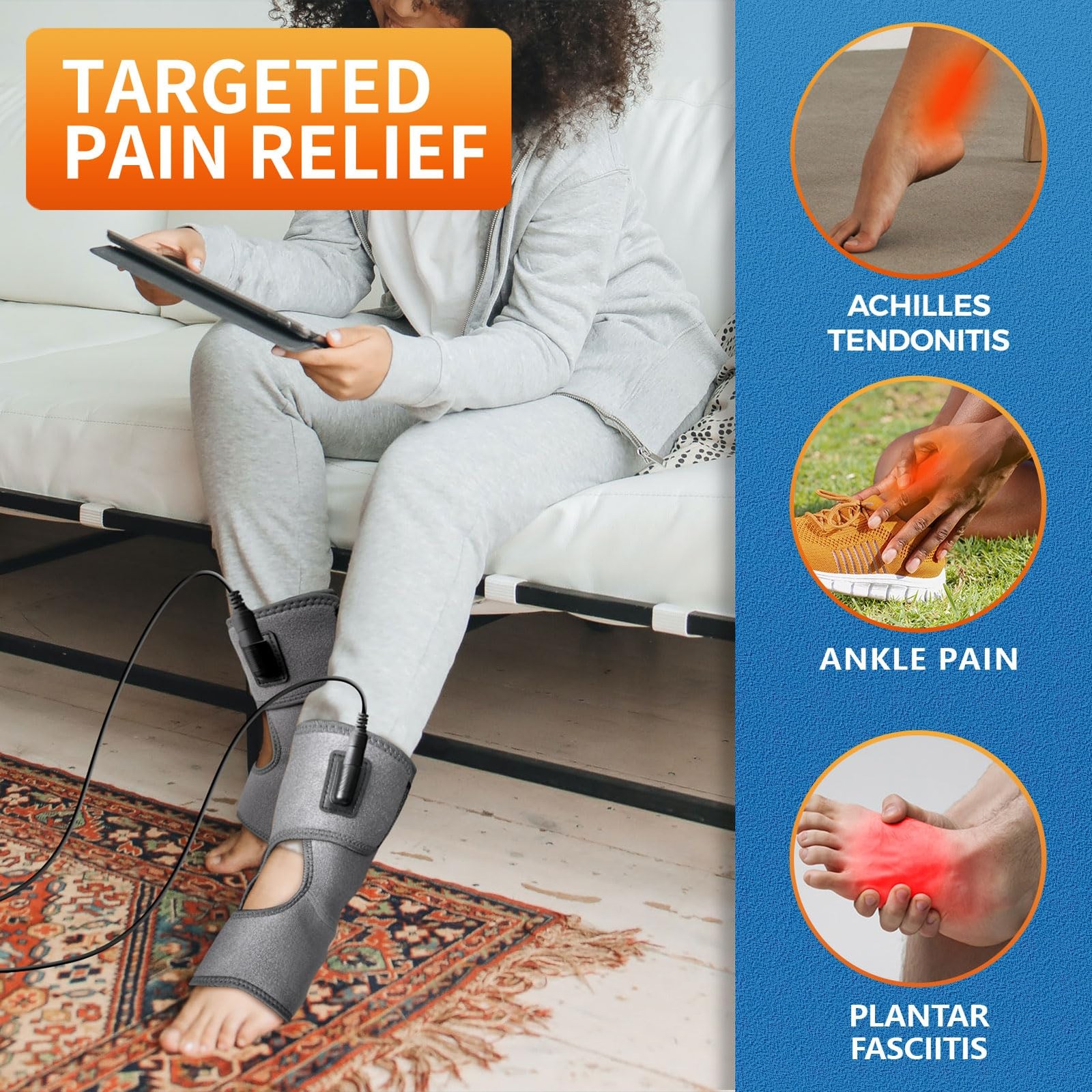 sticro 1 Pair Ankle Heating Pad for Feet Achilles One Size, Gray 1