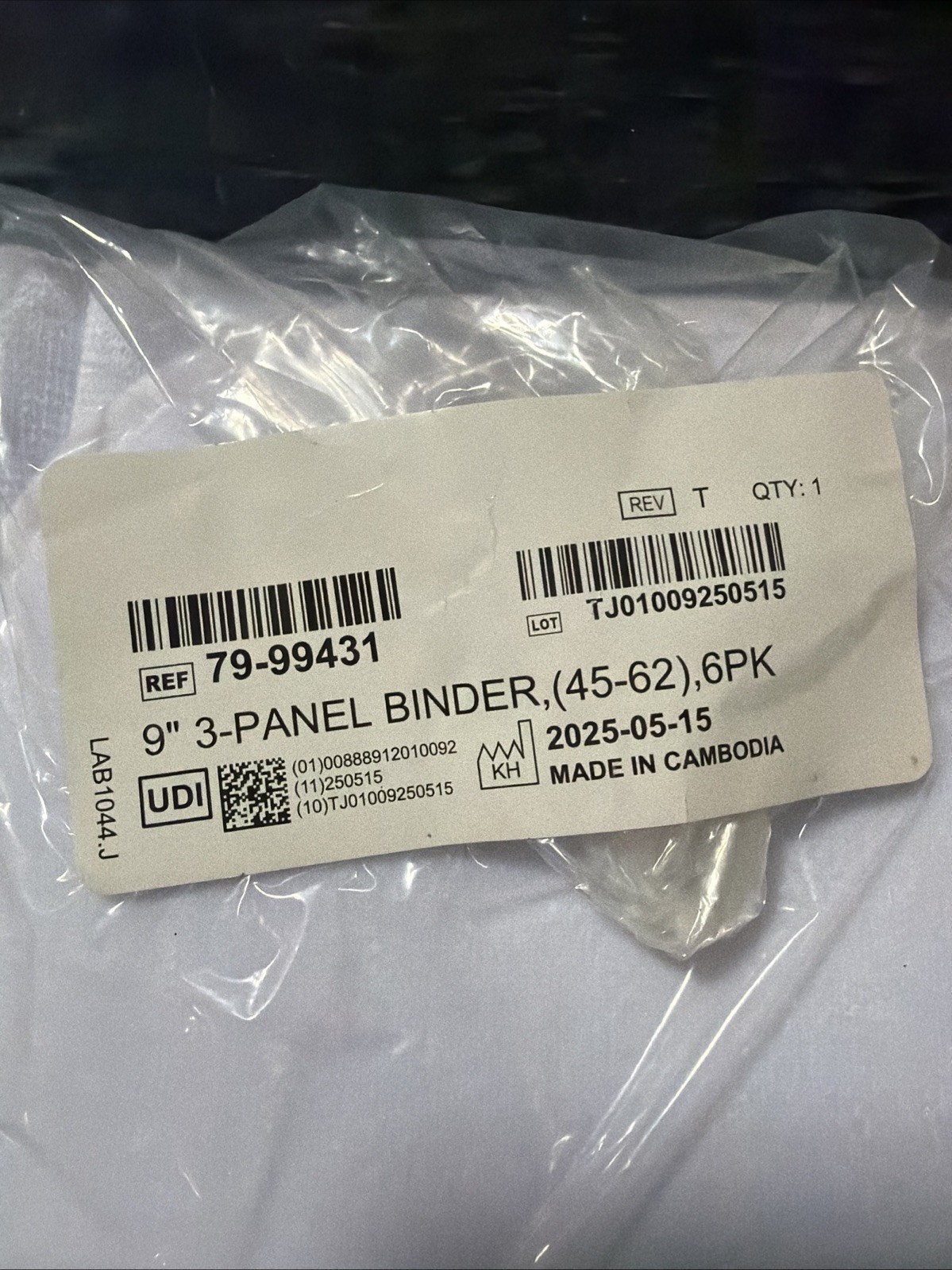 PROCARE Abdominal Support 3 Panel Binder 9 Inch Adult 79-99431 Pack Of 6