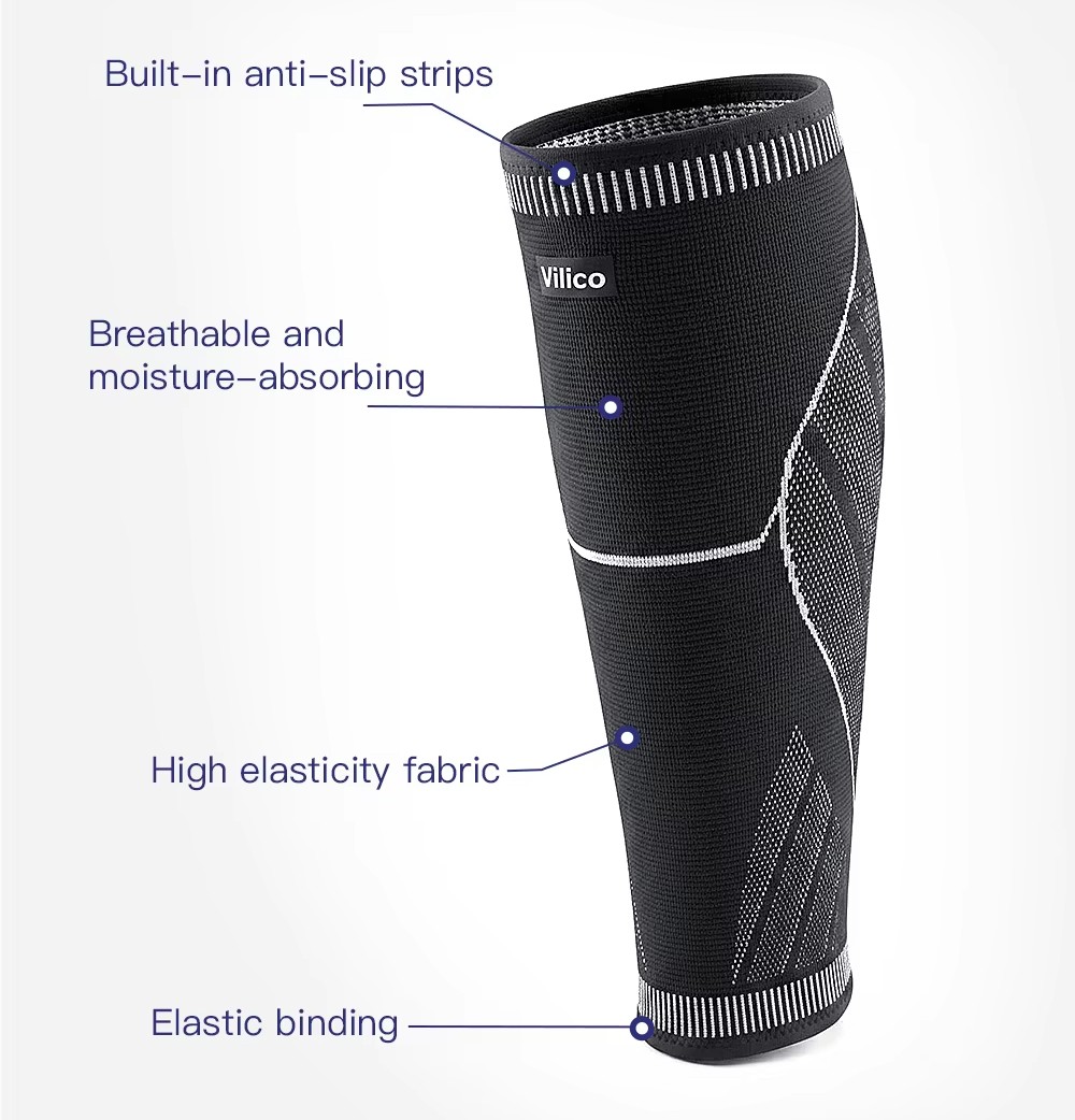 2PCS Running Athletics Compression Sleeves Leg Calf Shin Splints Knee Protection