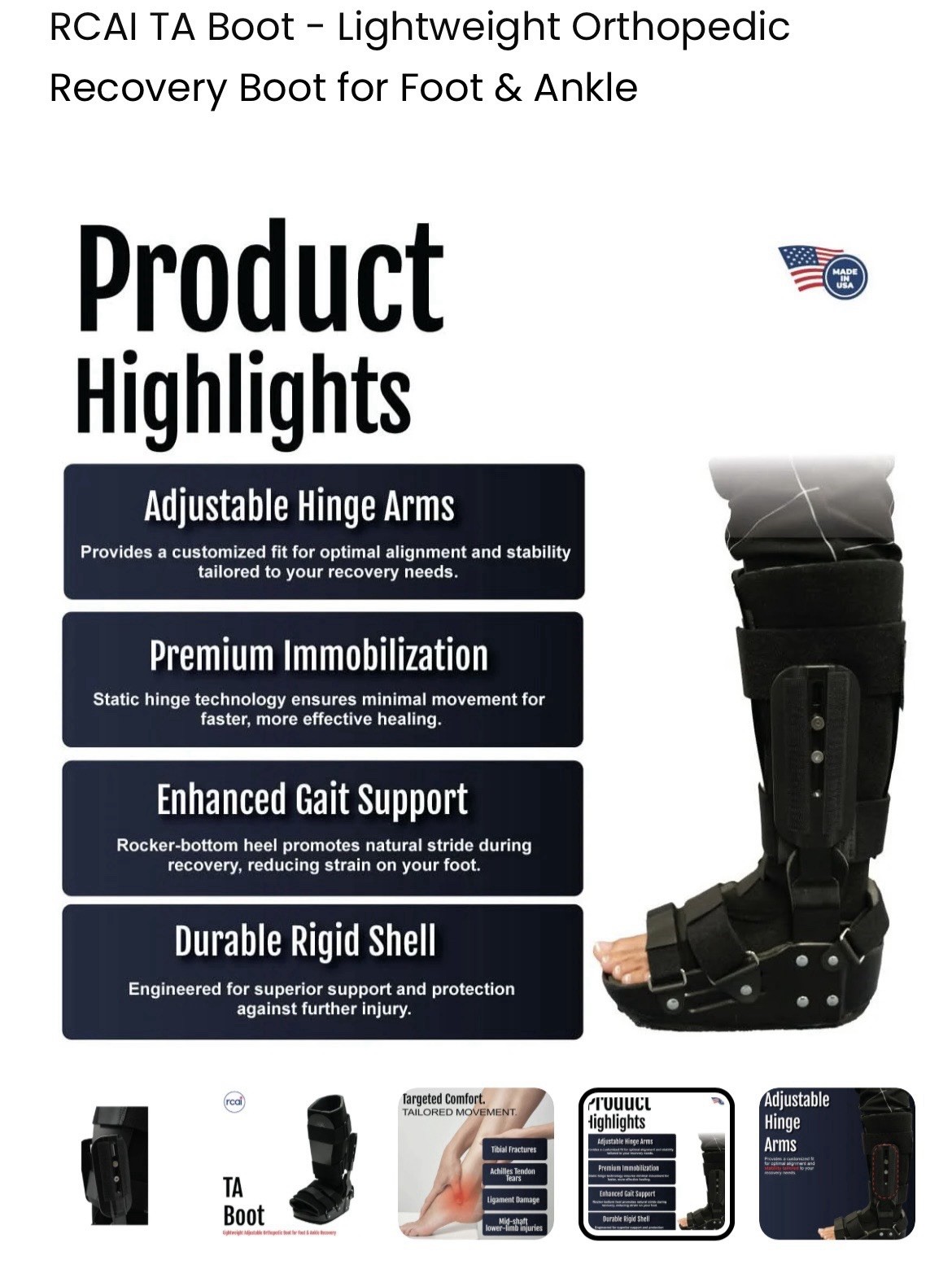RCAI TA Boot Orthopedic Immobilization Boot Adjustable Foot/Ankle INFANT Black