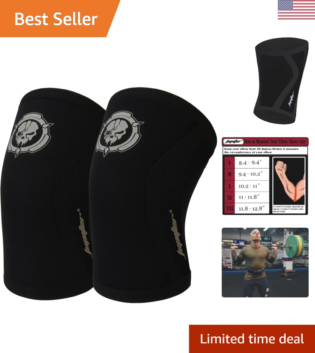 X-Large Elbow Brace Sleeves – Durable Neoprene for Weightlifting & Sports
