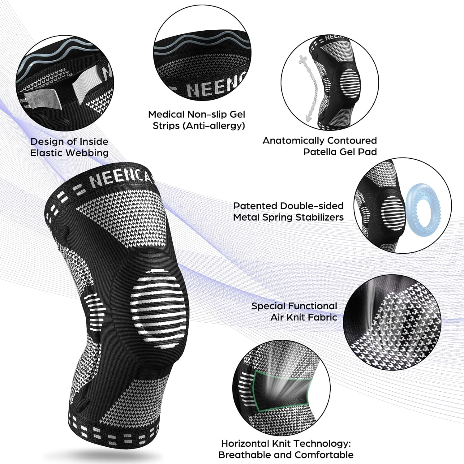 NEENCA plus Size Knee Brace for Knee Pain, Knee Support with Side Stabilizers &