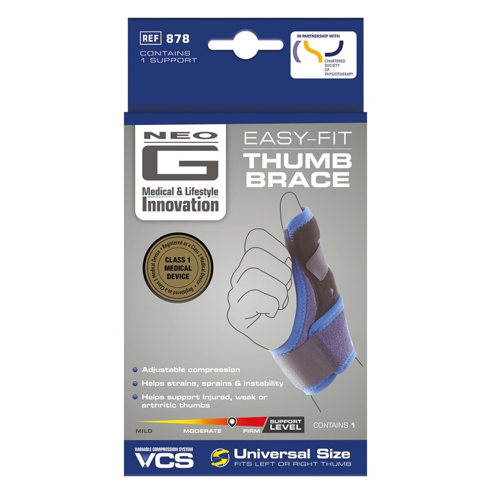 Neo-G Easy Fit Thumb Brace Splint Trigger Thumb Carpal Tunnel Arthritis One Size