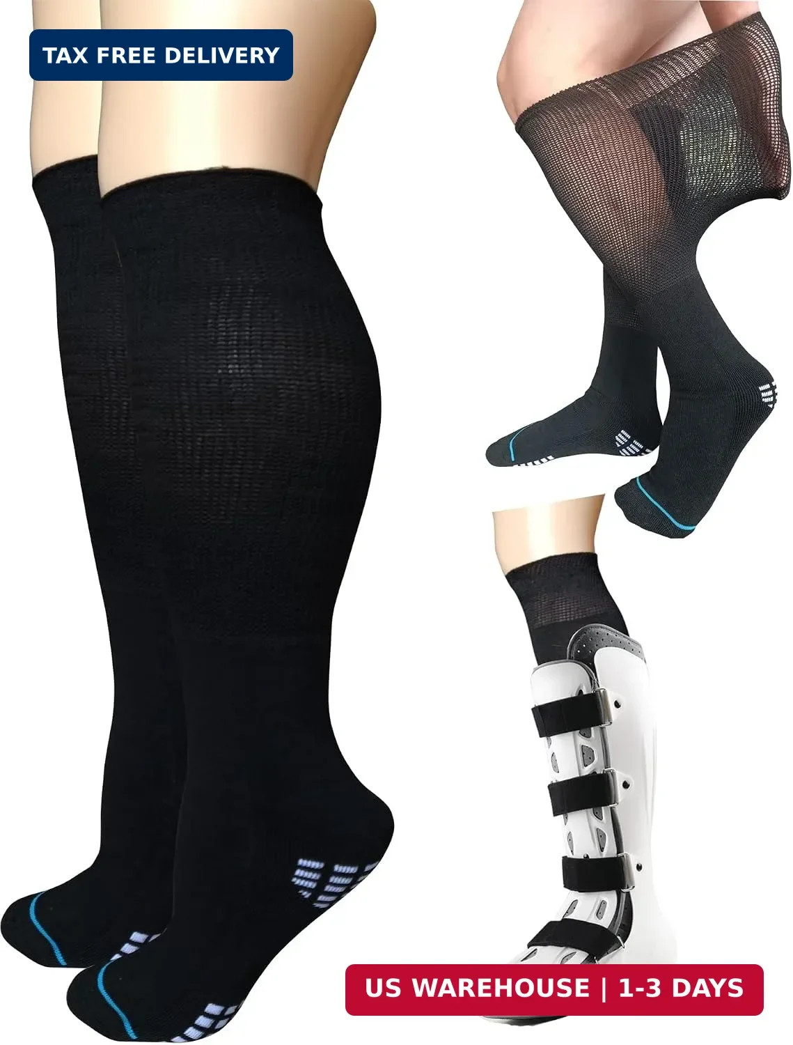 2 Pairs Replacement Sock Liner for Orthopedic Cast Walking boot Air Cam Walkers,