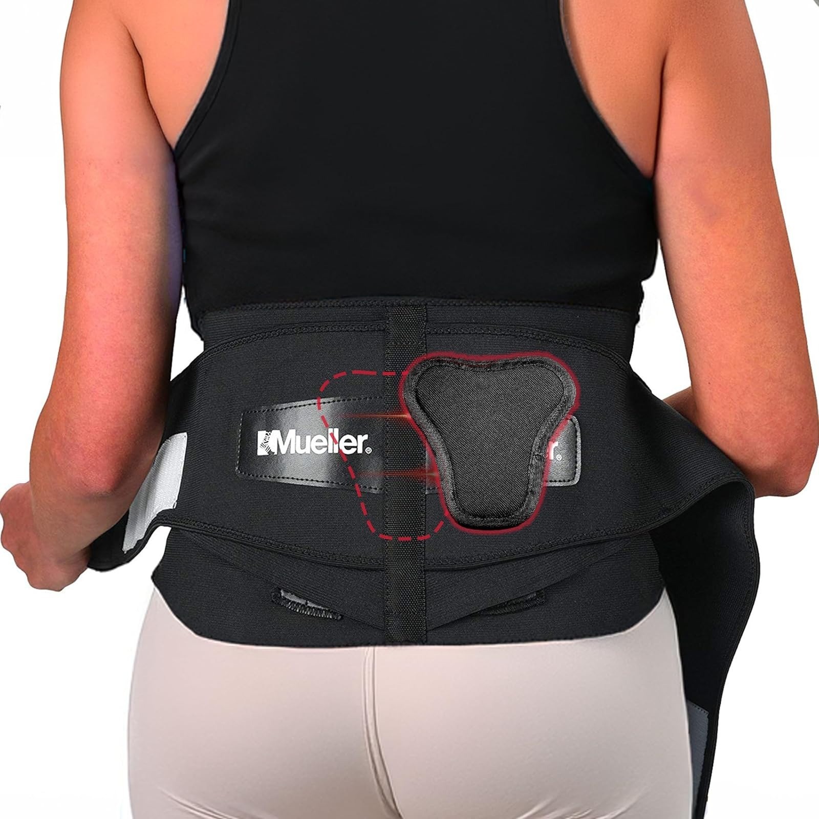 MUELLER Lumbar Back Brace with Removable Pad for Pain Relief