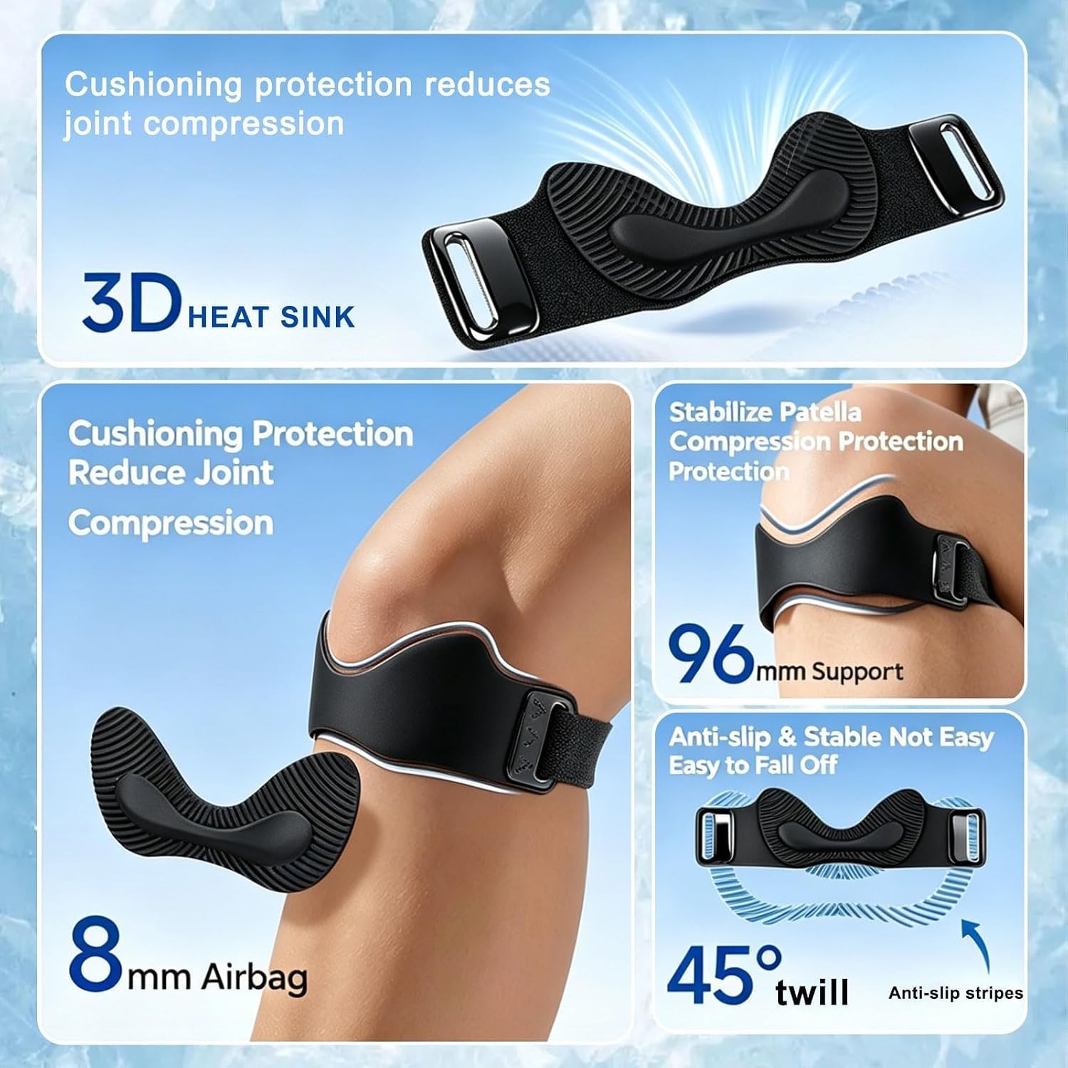 Lightweight Patella Knee Strap Adjustable Compression for Running Gym Daily Wear