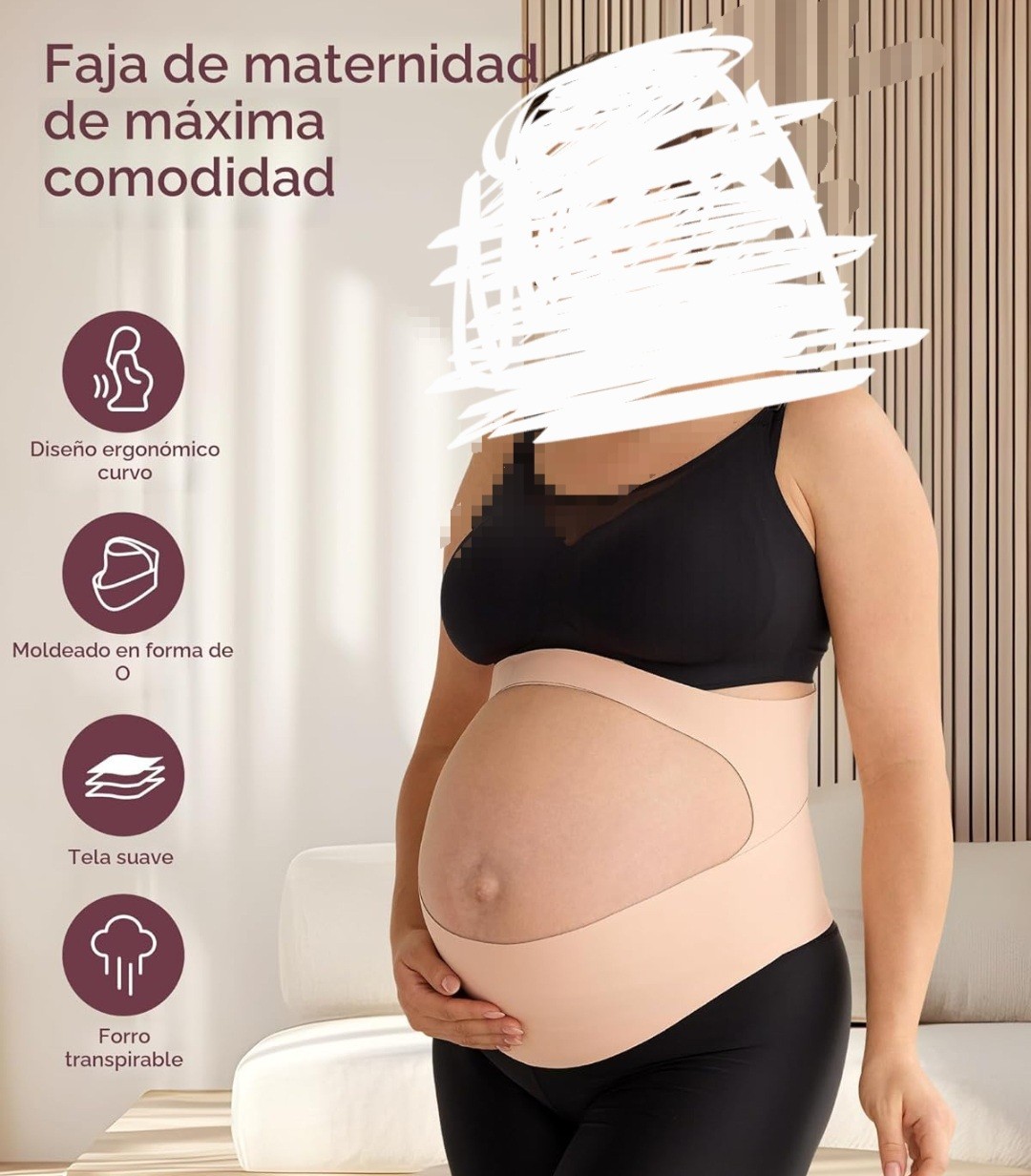 Adjustable Maternity Belly & Back Support Belt, One Size, Beige Waist Band