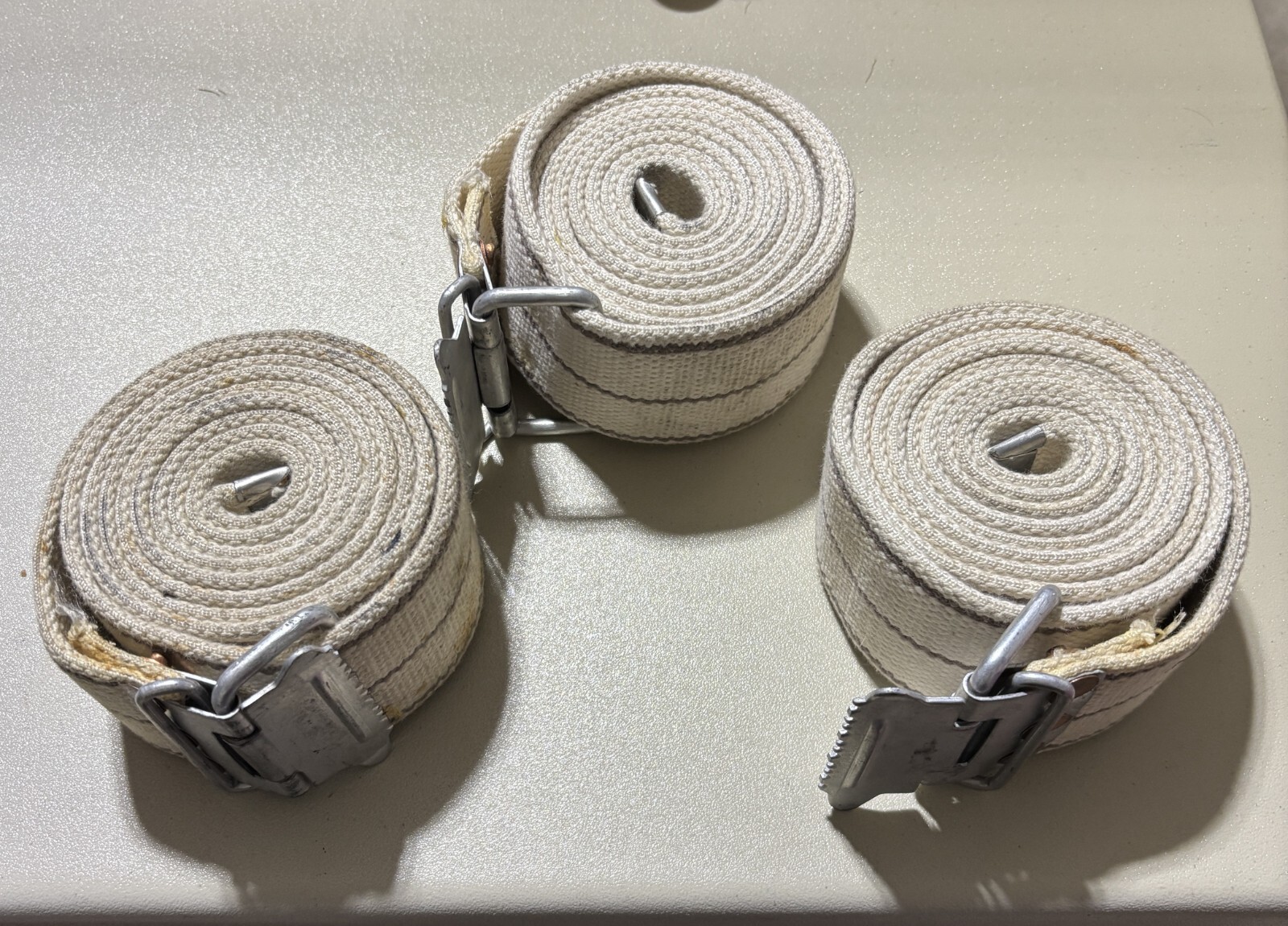 Gait Belt 72″ White Stripe Metal Buckle – Lot of 3
