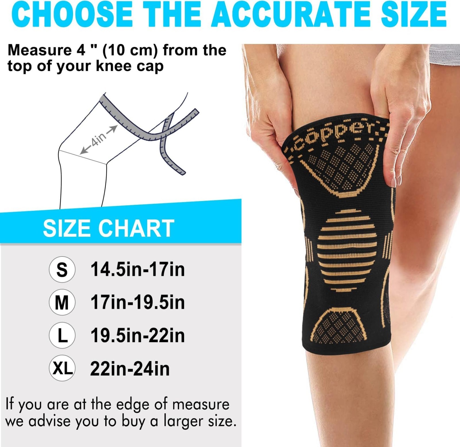 2x Knee Sleeves Copper Silver Compression Brace Support Sport Joint Injury Pain